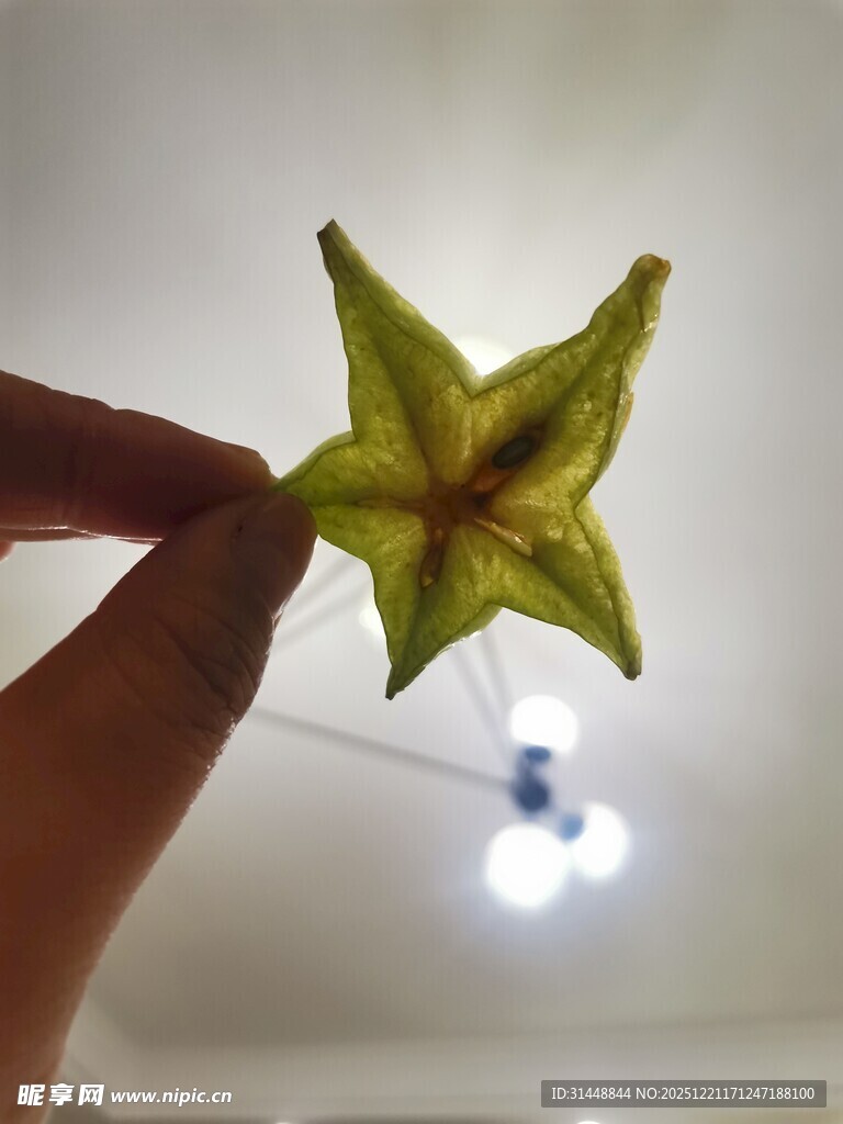 手托五角星形状的杨桃