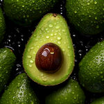 切开的牛油果与周围果实