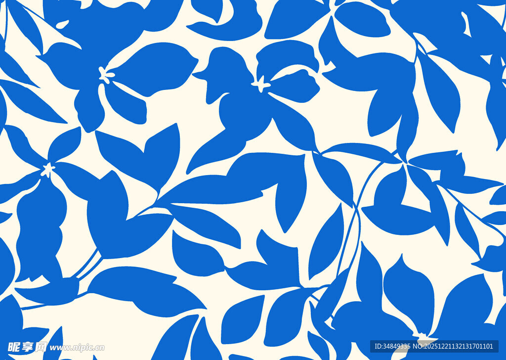 蓝白叶形图案纹理背景