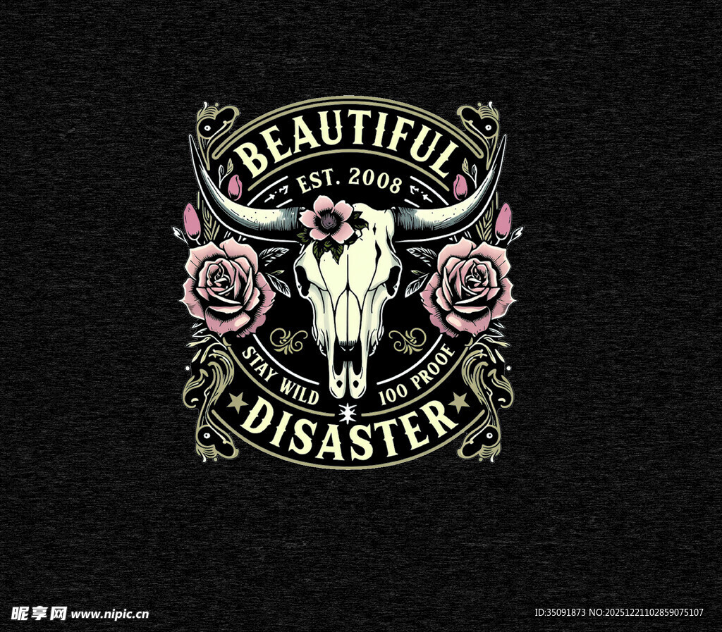 牛头玫瑰图案的个性设计