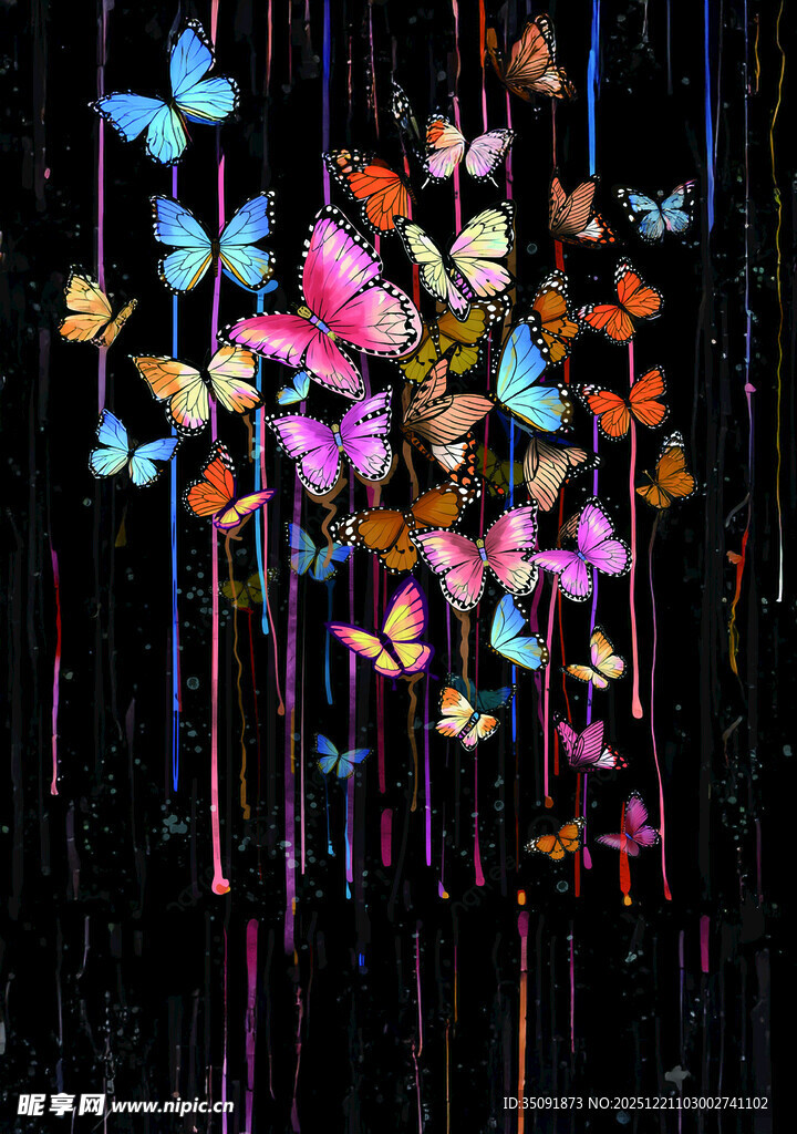 梦幻蝴蝶垂挂艺术图景