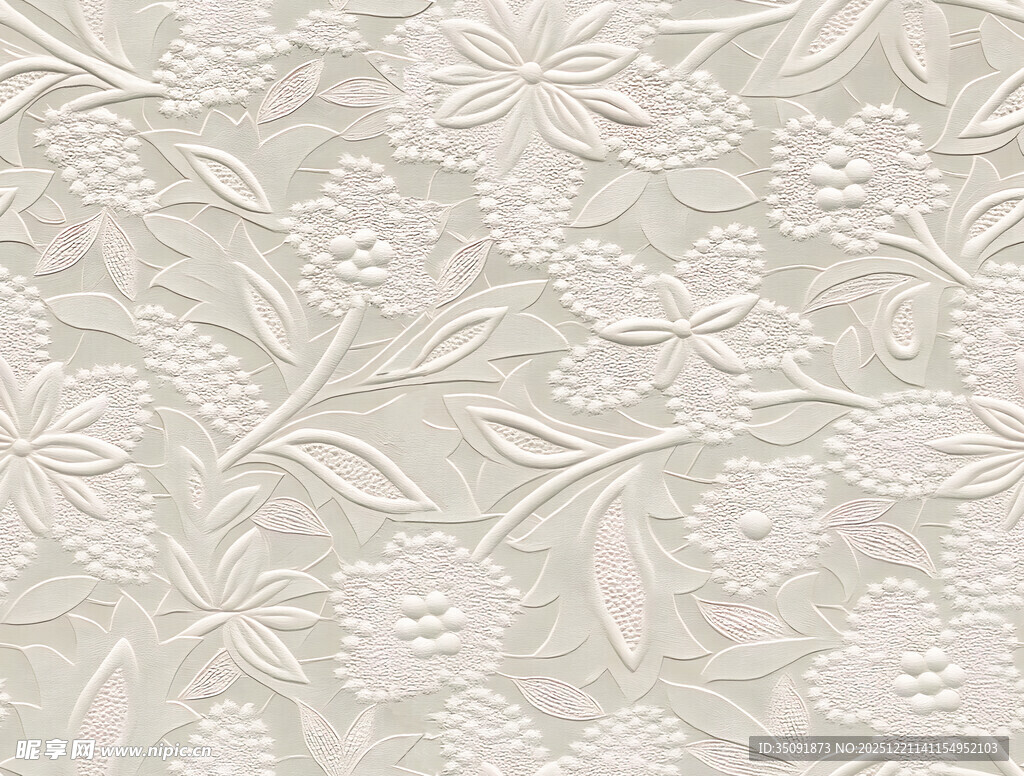 精致白色花卉纹理布料