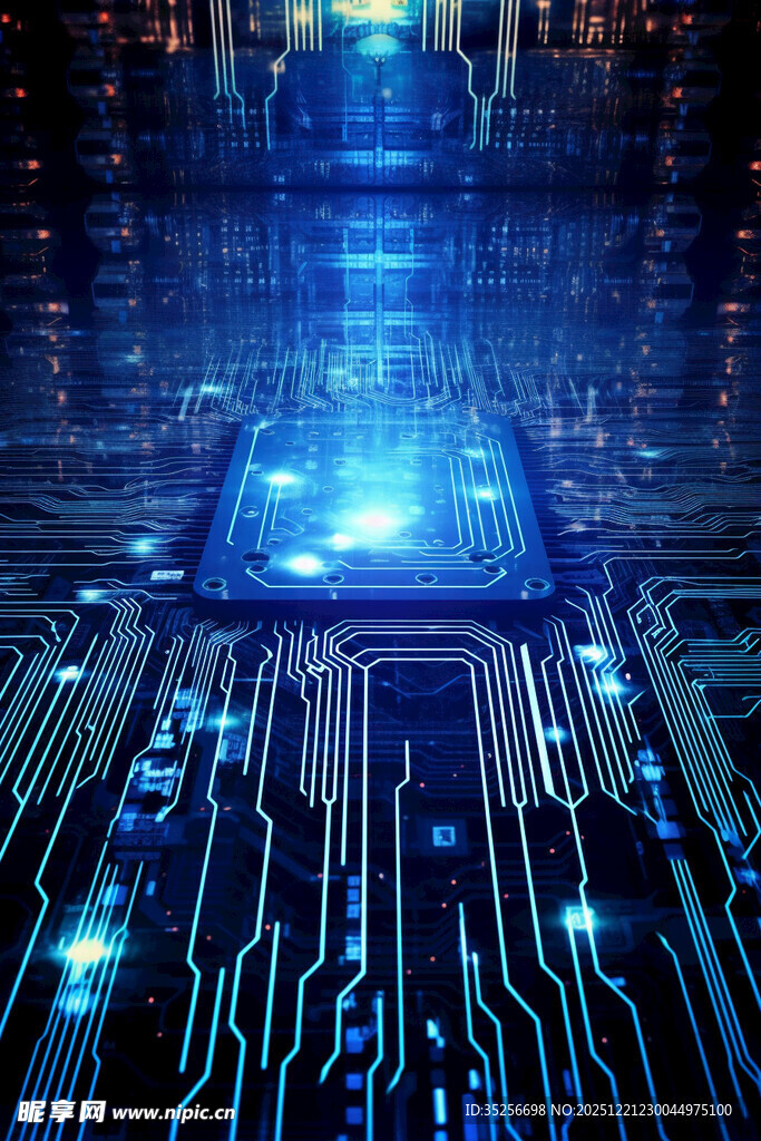 科技感十足的芯片电路场景