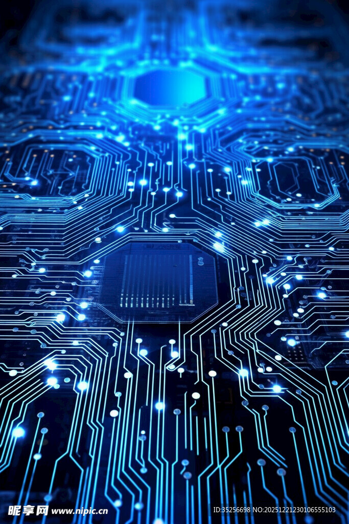 科技感电路板特写