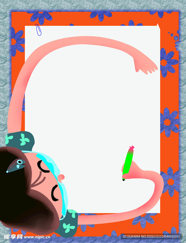 卡通风格空白 留言板 边框插画