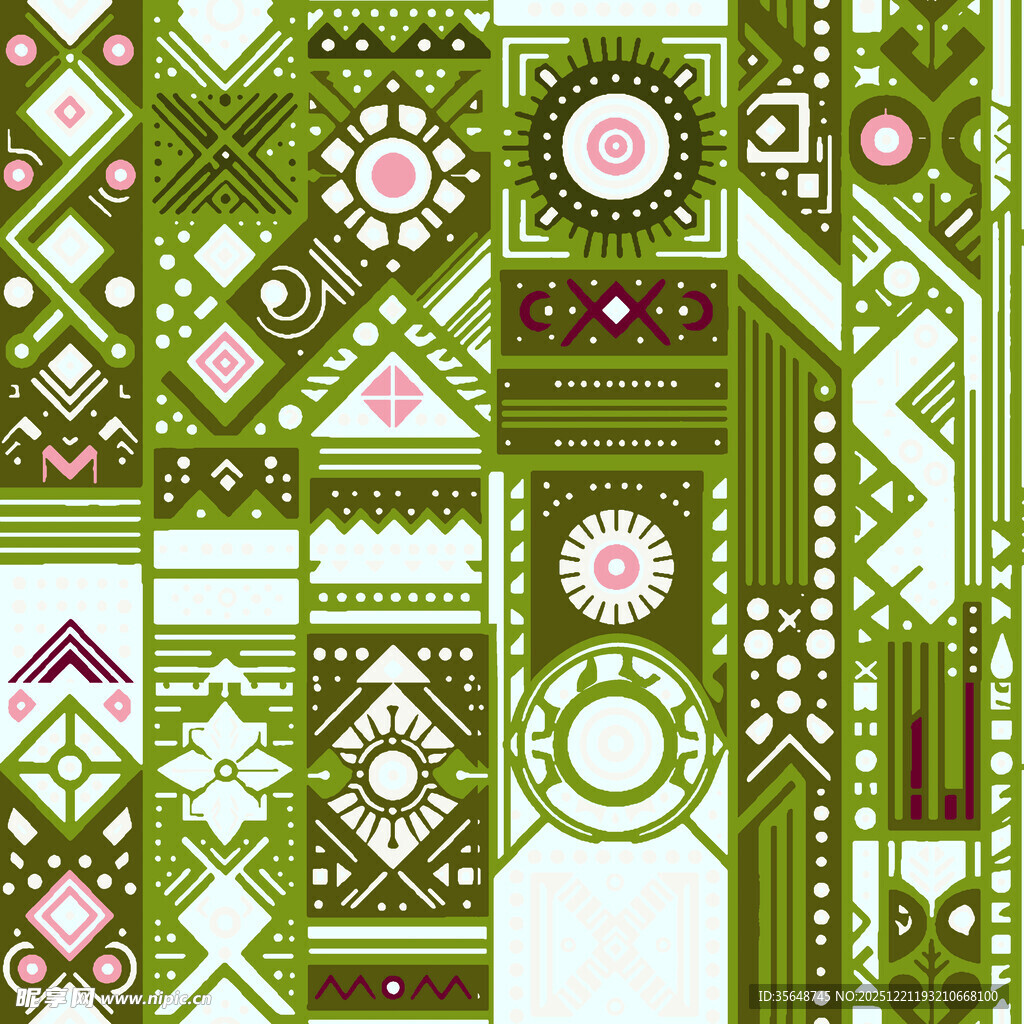 绿色几何民族风图案设计