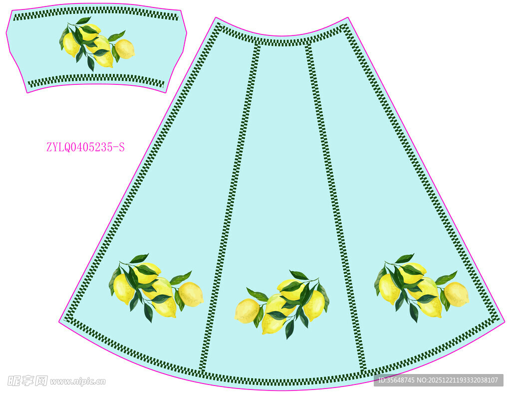 浅蓝色绣花裙设计图