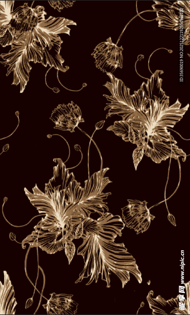 金色花卉深色底纹图案