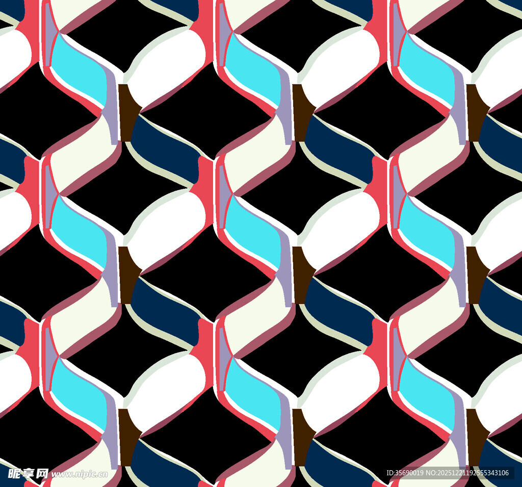 几何波浪多彩图案设计