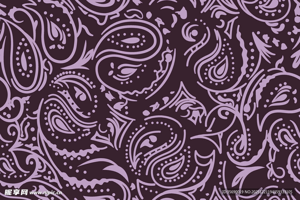 紫色佩斯利花纹图案