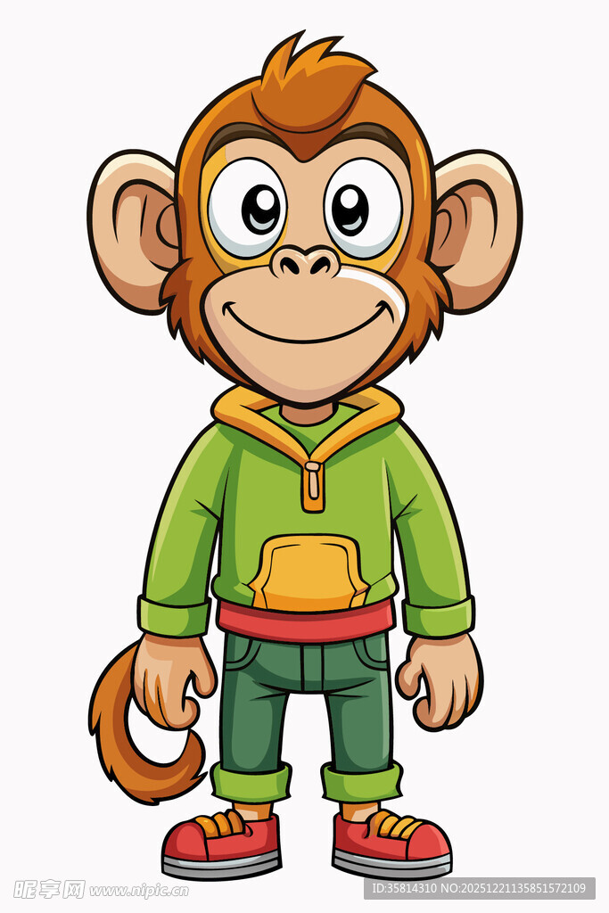 穿绿衣的卡通猴子形象