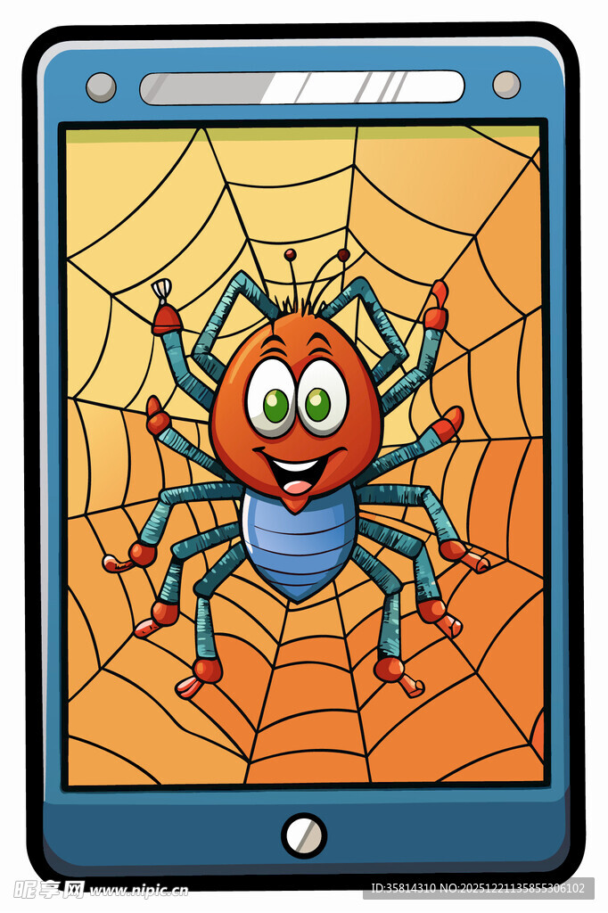 平板上的可爱蜘蛛图案