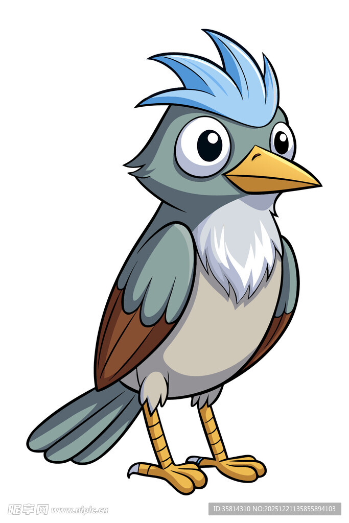 可爱蓝羽小鸟卡通形象