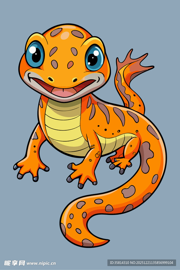 可爱橙色卡通壁虎形象