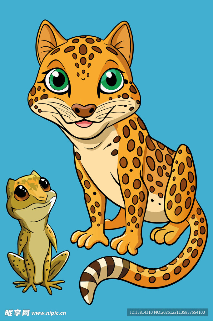 豹与蛙的可爱同框