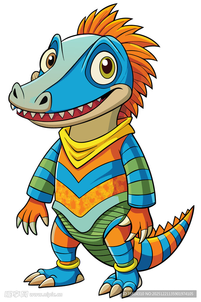 彩色条纹恐龙卡通形象