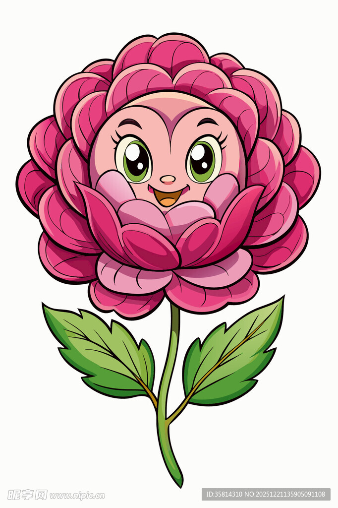 可爱拟人粉色玫瑰花