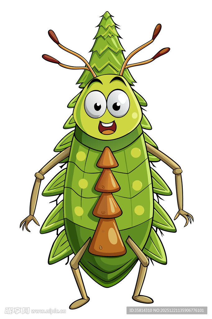 可爱绿色卡通昆虫形象