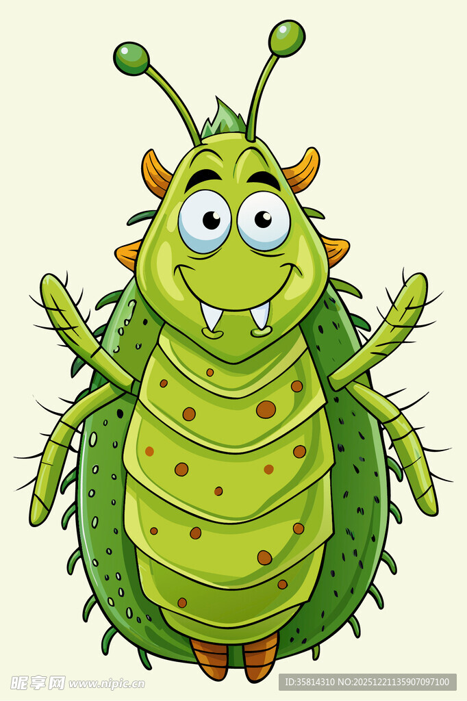 可爱绿色卡通小怪物