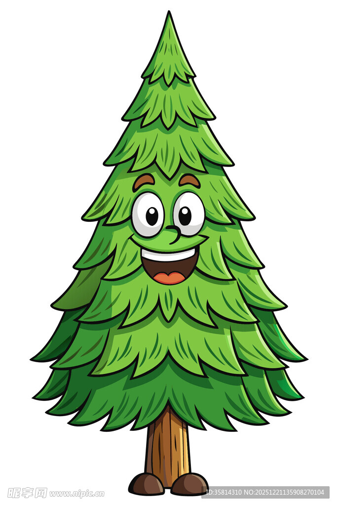 可爱笑脸圣诞树形象