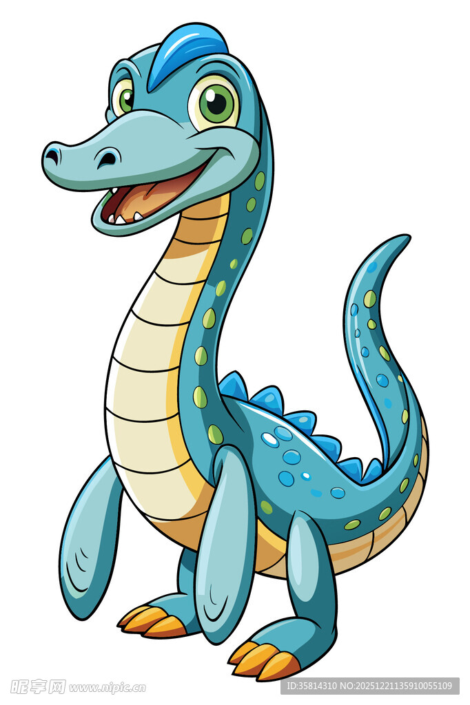 可爱蓝色卡通恐龙形象