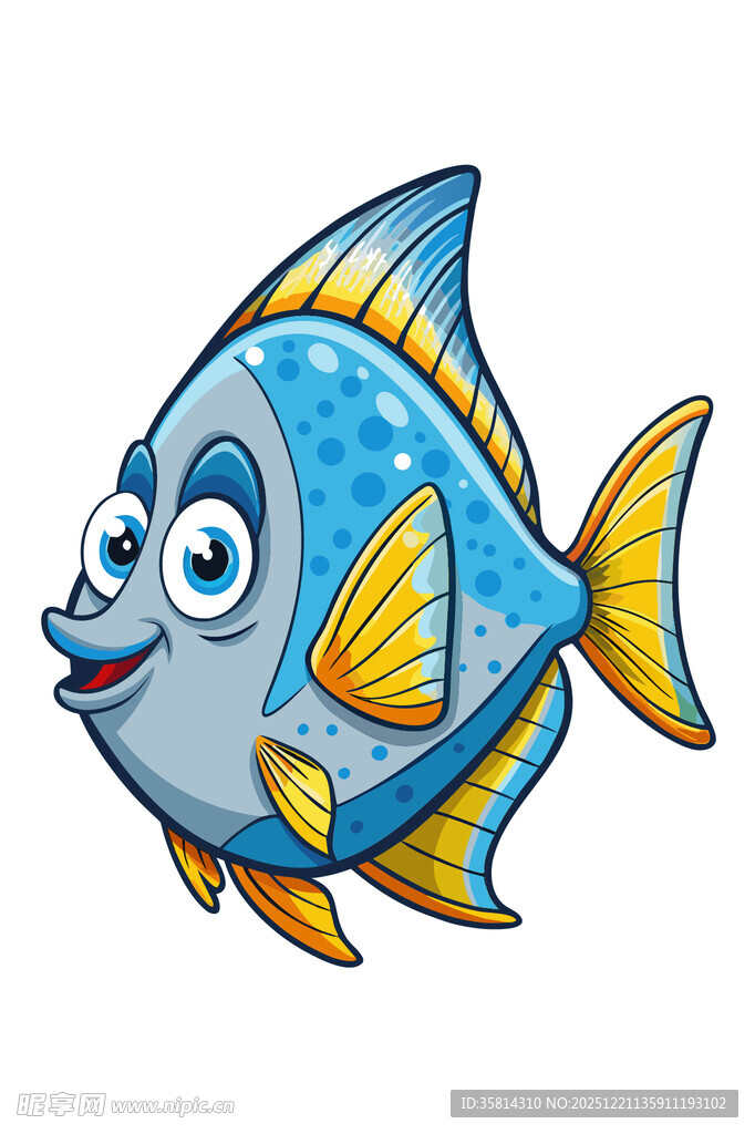 可爱蓝色小鱼卡通形象