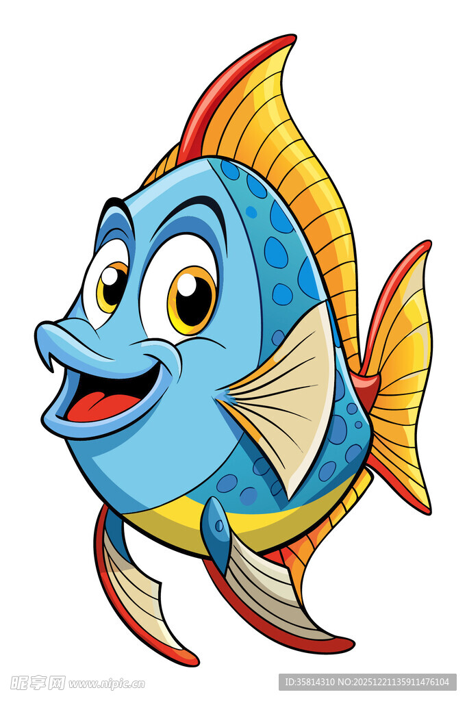 可爱蓝色卡通小鱼