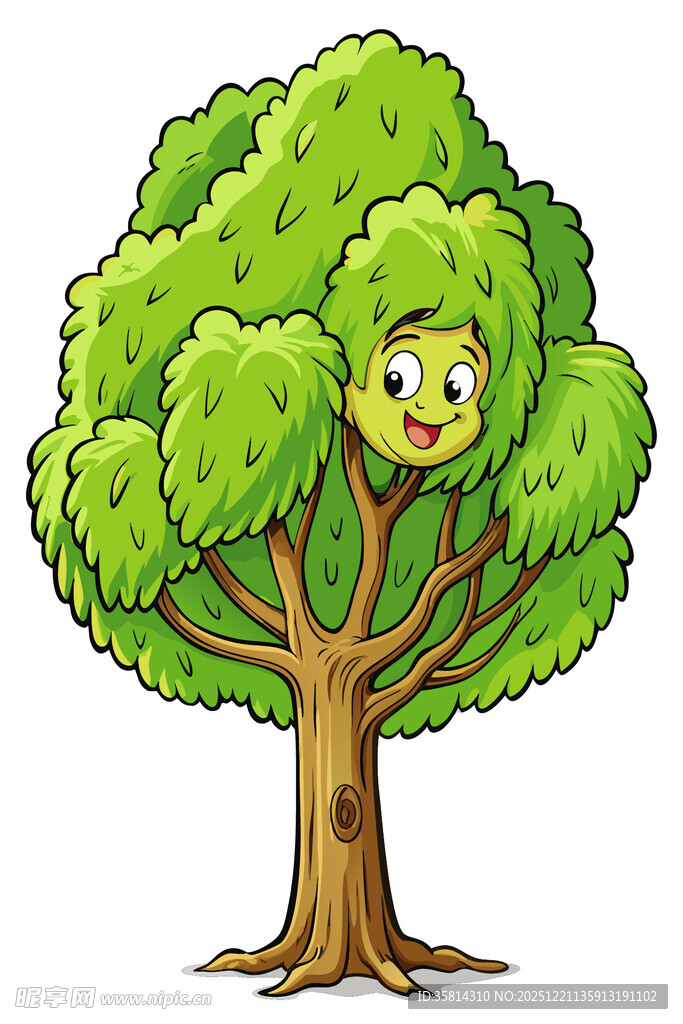 微笑的卡通大树