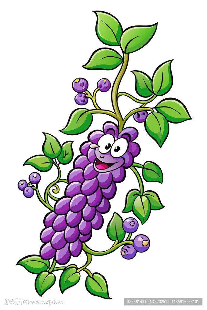 可爱卡通葡萄插画