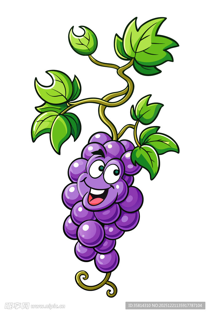 可爱卡通紫色葡萄形象