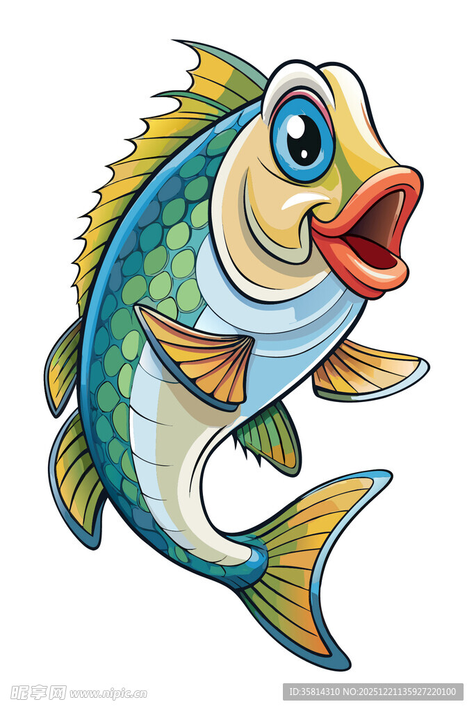 彩色卡通鱼灵动又可爱
