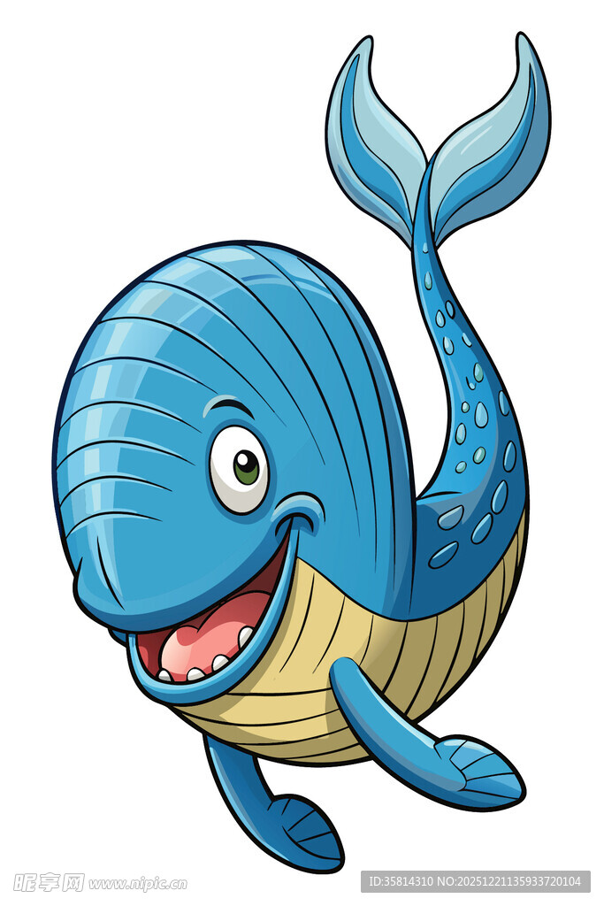 可爱蓝色卡通鲸鱼形象