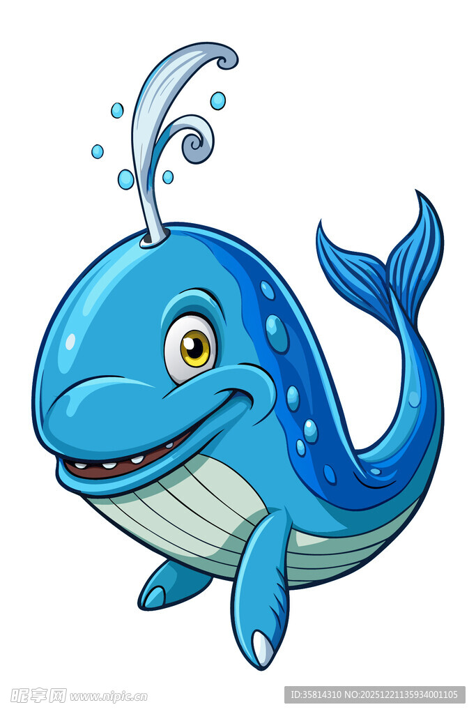 可爱蓝色卡通小鲸鱼