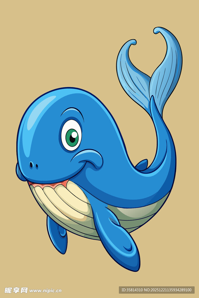可爱蓝色卡通小鲸鱼