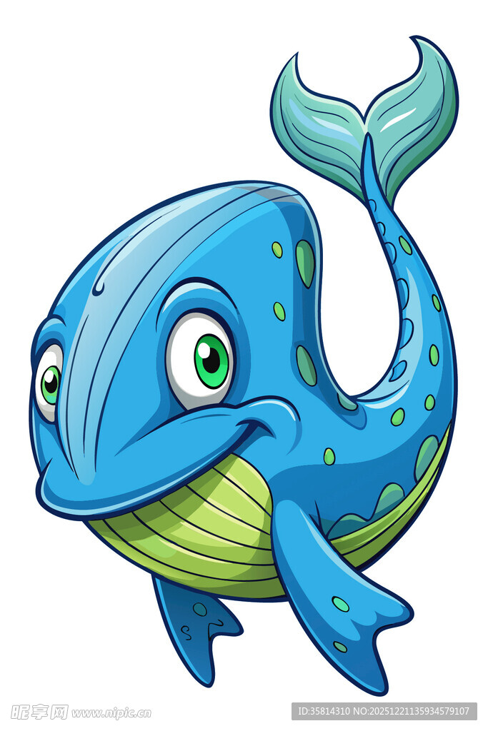 可爱蓝色卡通鲸鱼形象
