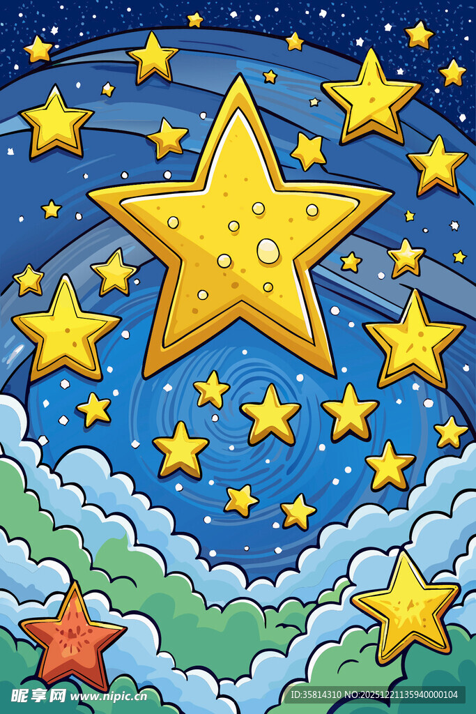 梦幻星空下的闪耀星星