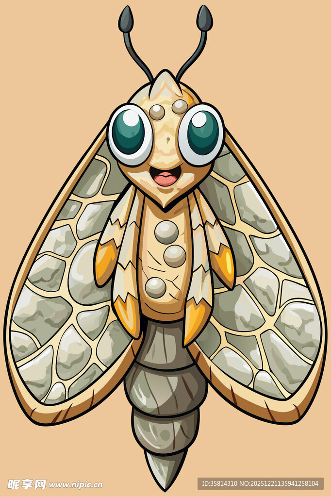 可爱卡通飞虫插画形象