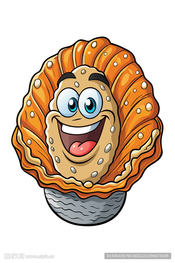 微笑的卡通扇贝形象