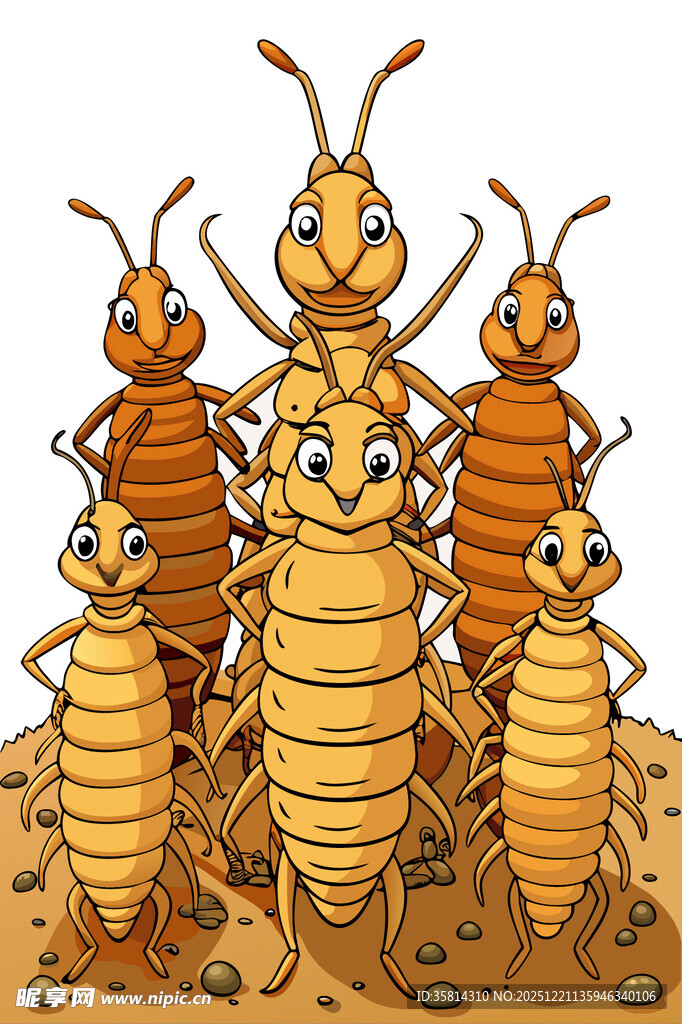 一群可爱的蚂蚁站在一起