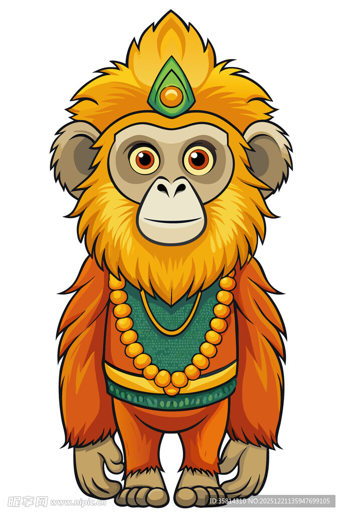 穿着服饰的可爱猴子形象