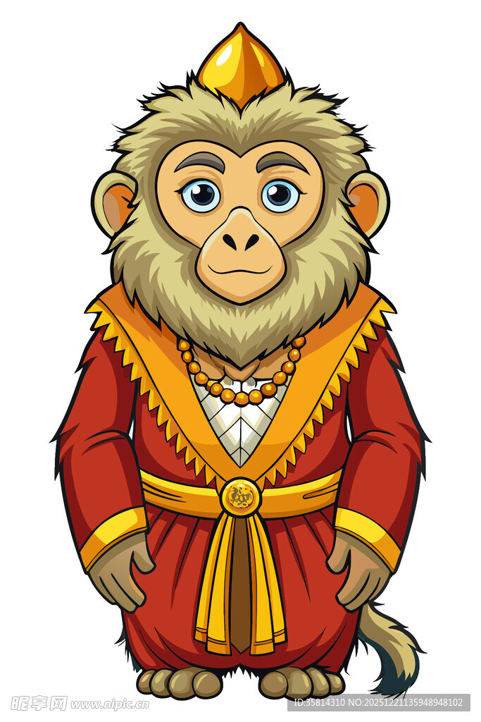 穿着传统服饰的可爱猴子