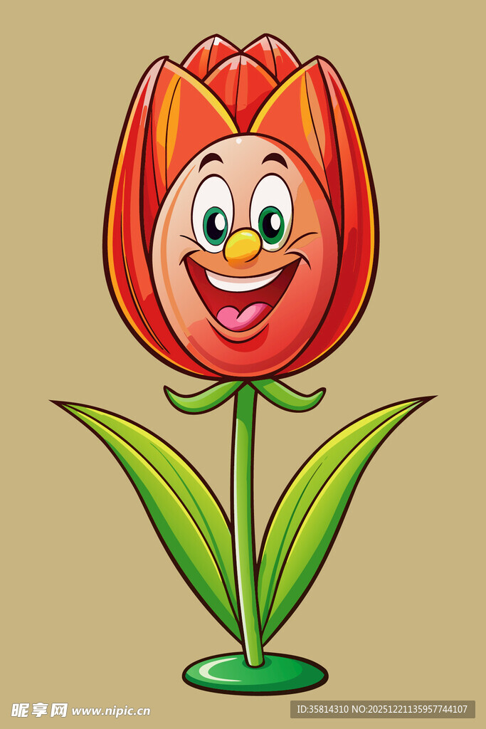 笑脸郁金香卡通插画