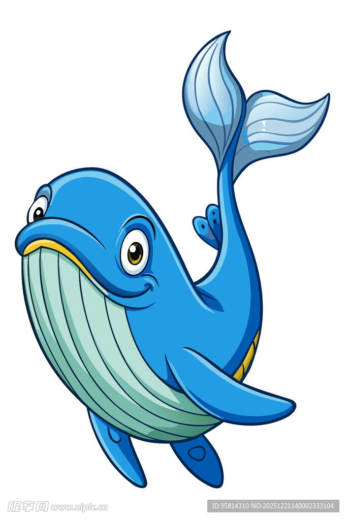 可爱蓝色卡通鲸鱼形象