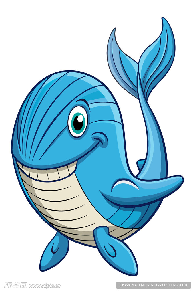 可爱蓝色卡通小鲸鱼