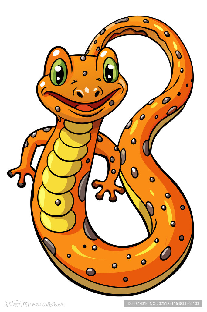 可爱橙色蜥蜴卡通形象