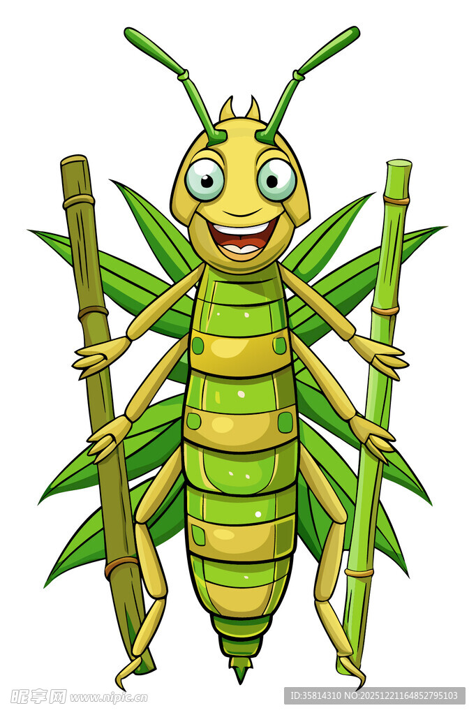 绿色竹节虫卡通形象