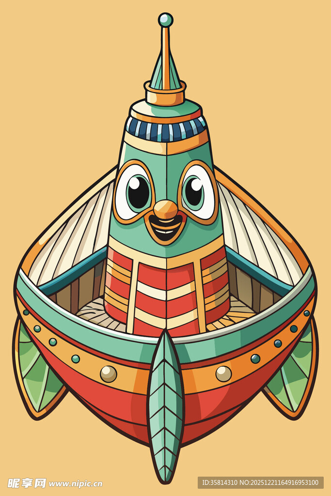 卡通风格的可爱飞船