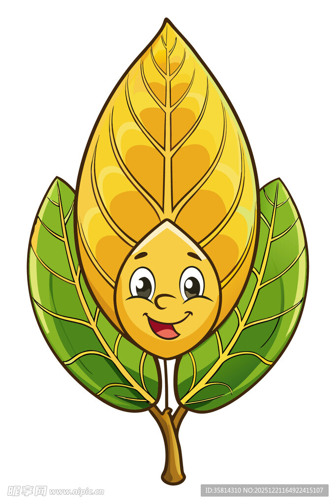 可爱拟人化叶子卡通形象