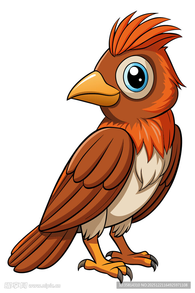 可爱卡通红羽小鸟