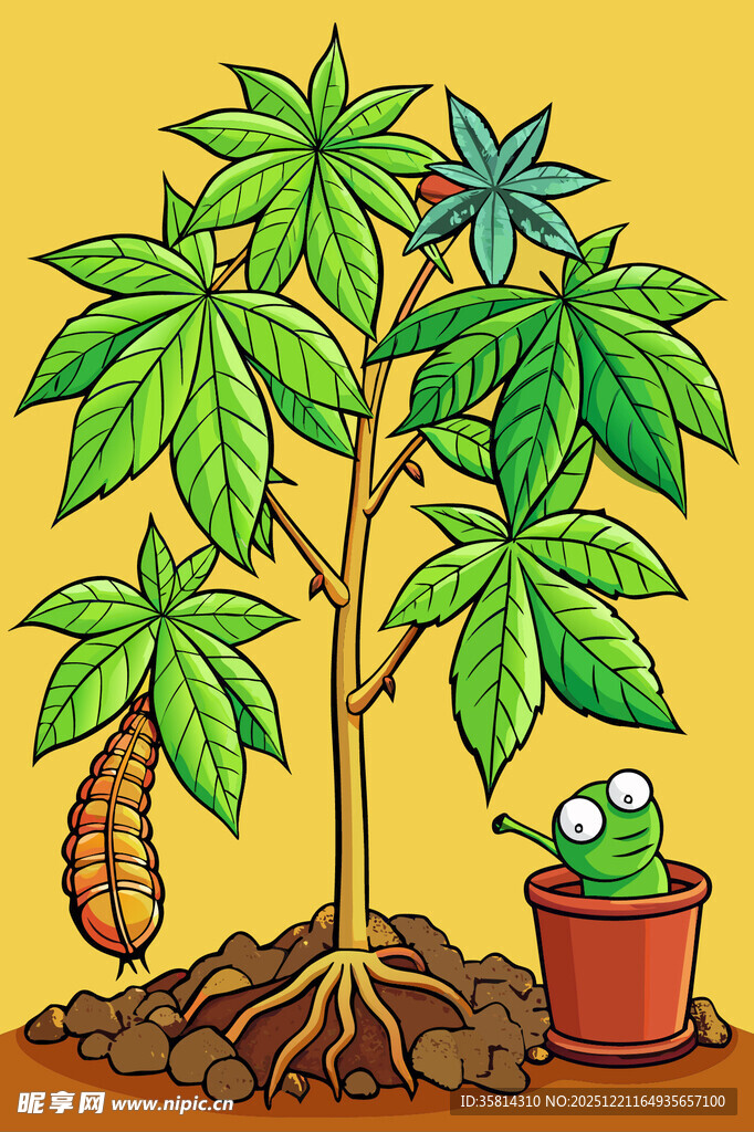 盆栽植物的生长过程展示